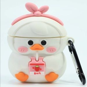 Airpod 1 2 case duck pink bow cute strawberry drink cartoon adorable
